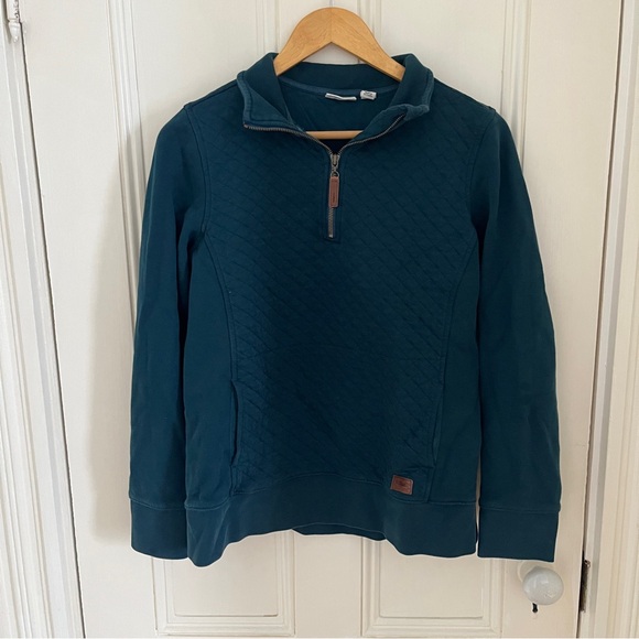 L.L. Bean Other - L.L. Bean EUC Women’s Teal Quilted Quarter Zip Sweatshirt Sz M
